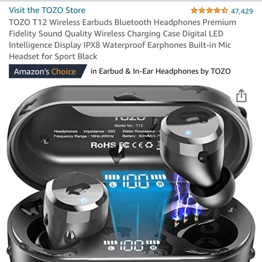 TOZO T12 Bluetooth Earbuds